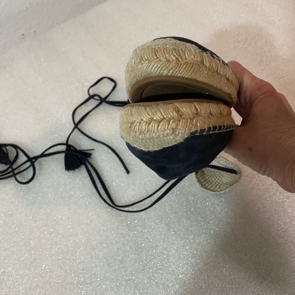 J.CREW Ankle-Wrap Baja Espadrille Sandals Black Suede Leather Size 9 - Picture 8 of 13